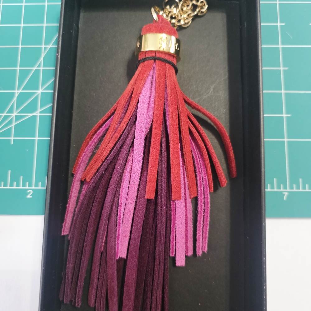 Ralph Lauren Red and Pink Ombre Tassel Keychain Or For Purse Decoration